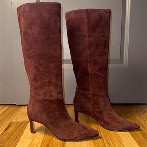 Nine West Burgundy Suede Knee High Boots